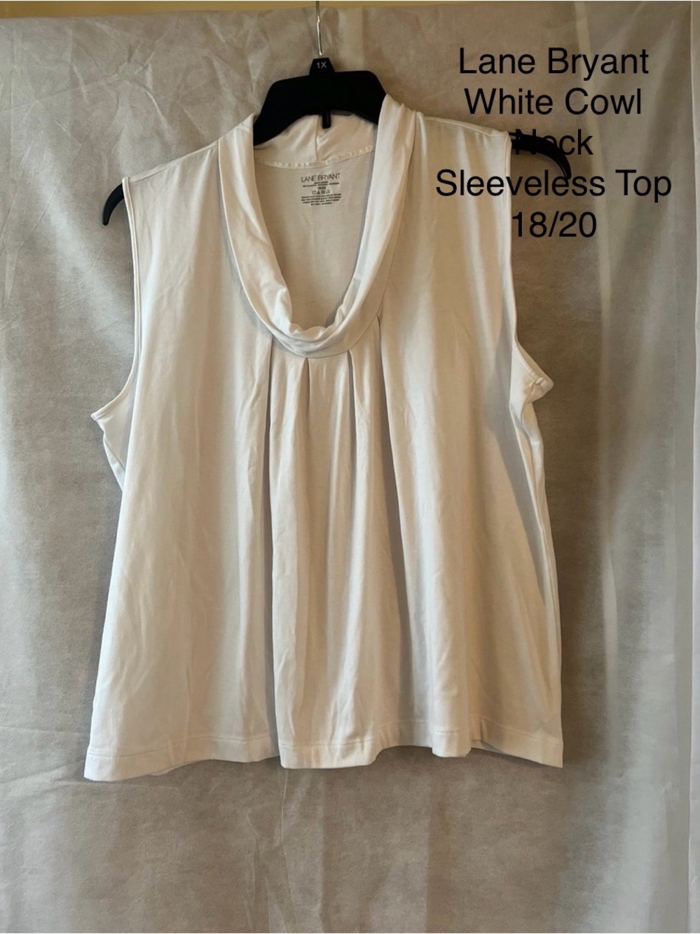 Lane Bryant White Sleeveless Cowl Neck Top 18/20